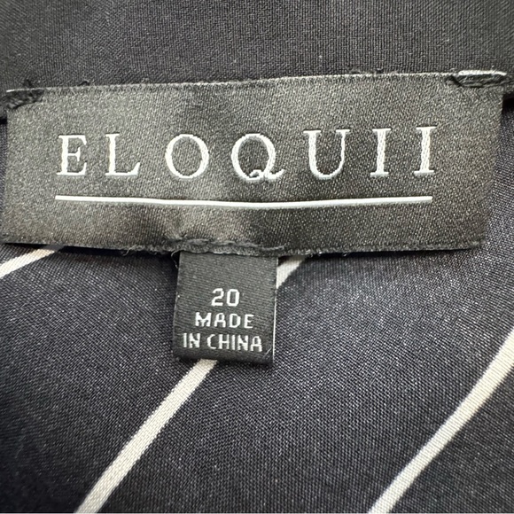 Eloquii Tunic Blouse Black & White Diagonal Stripes Pearl Button Details Size 20 - Picture 7 of 8